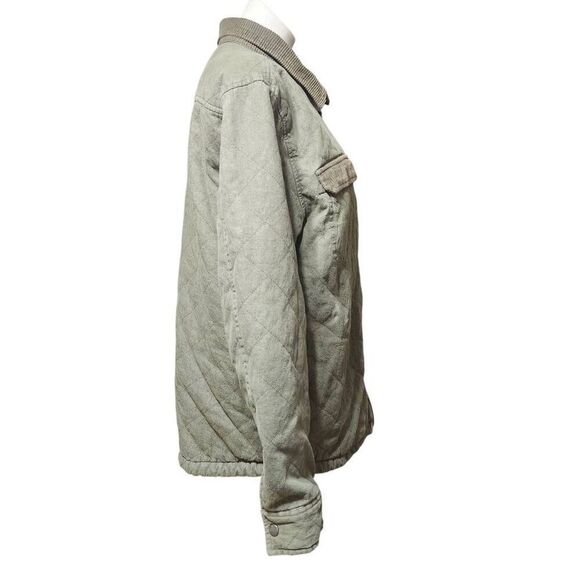 Pacsun Quilted chore coat olive drab green pockets zip front size Large cotton - Picture 4 of 9